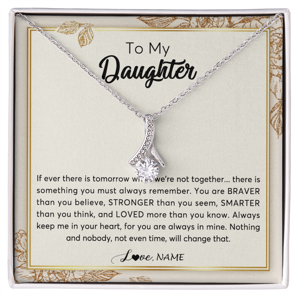 Alluring Beauty Necklace | Personalized To My Daughter Necklace From Mom Dad Braver Stronger Smarter Loved Daughter Jewelry Birthday Christmas Customized Gift Box Message Card | siriusteestore