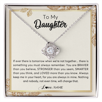 Love Knot Necklace | Personalized To My Daughter Necklace From Mom Dad Braver Stronger Smarter Loved Daughter Jewelry Birthday Christmas Customized Gift Box Message Card | siriusteestore