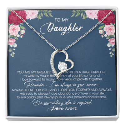 Forever Love Necklace | Personalized To My Daughter Necklace From Mom Dad Father You Are My Greatest Gift Daughter Birthday Christmas Customized Jewelry Gift Box Message Card | siriusteestore