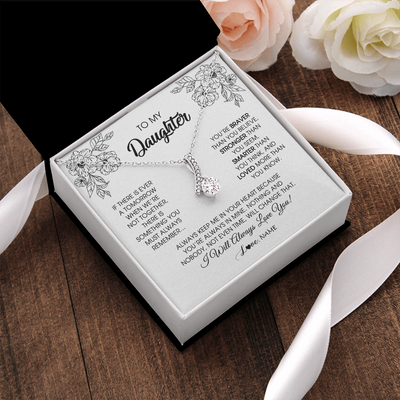 Alluring Beauty Necklace | Personalized To My Daughter Necklace From Mom Dad Father You're Braver Stronger Smarter Daughter Birthday Christmas Customized Jewelry Gift Box Message Card | siriusteestore