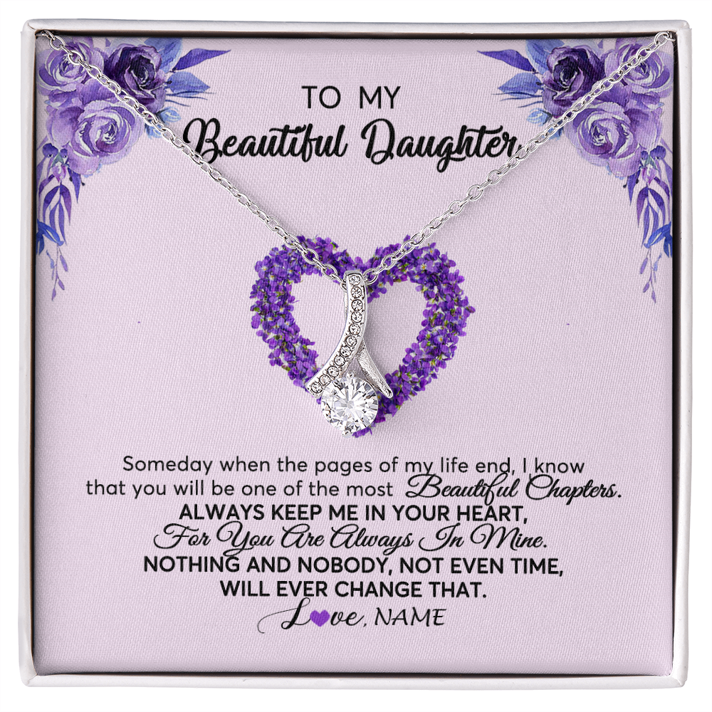 Alluring Beauty Necklace | Personalized To My Daughter Necklace From Mom Dad Flower Flower Always Keep Me In Your Heart Daughter Birthday Christmas Customized Gift Box Message Card | siriusteestore