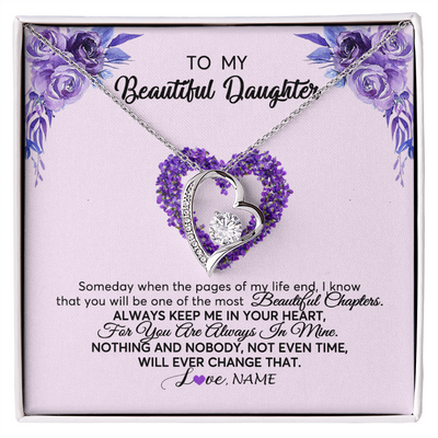 Forever Love Necklace | Personalized To My Daughter Necklace From Mom Dad Flower Flower Always Keep Me In Your Heart Daughter Birthday Christmas Customized Gift Box Message Card | siriusteestore