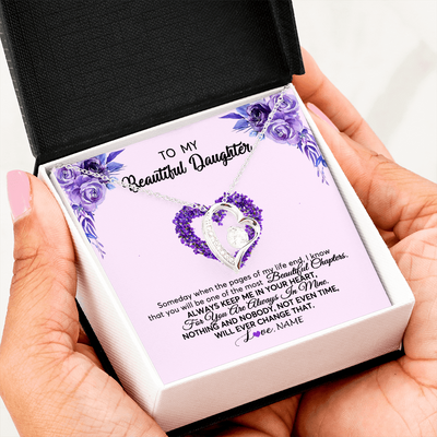 Forever Love Necklace | Personalized To My Daughter Necklace From Mom Dad Flower Flower Always Keep Me In Your Heart Daughter Birthday Christmas Customized Gift Box Message Card | siriusteestore