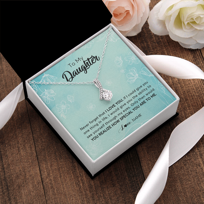 Alluring Beauty Necklace | Personalized To My Daughter Necklace From Mom Dad Flower Never Forget I Love You Daughter Graduation Birthday Christmas Customized Gift Box Message Card | siriusteestore