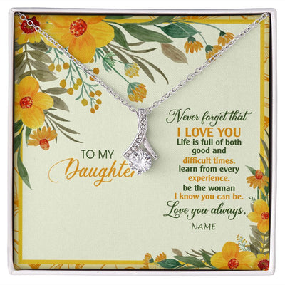 Alluring Beauty Necklace | Personalized To My Daughter Necklace From Mom Dad Flower Never Forget That I Love You Daughter Birthday Christmas Graduation Customized Gift Box Message Card | siriusteestore