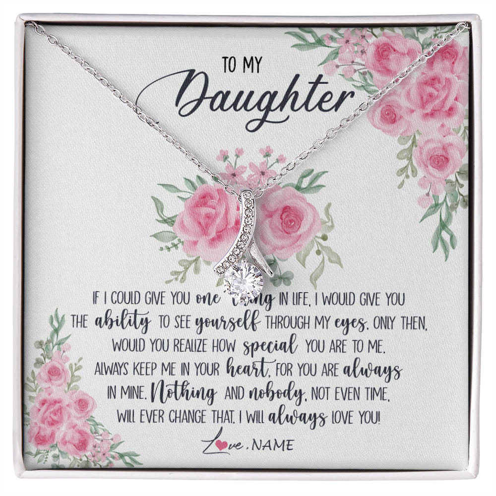 Alluring Beauty Necklace | Personalized To My Daughter Necklace From Mom Dad I Will Always Love You Daughter Birthday Christmas Jewelry Pendant Customized Gift Box Message Card | siriusteestore