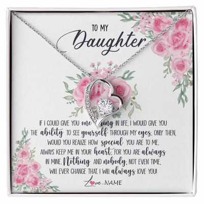 Forever Love Necklace | Personalized To My Daughter Necklace From Mom Dad I Will Always Love You Daughter Birthday Christmas Jewelry Pendant Customized Gift Box Message Card | siriusteestore