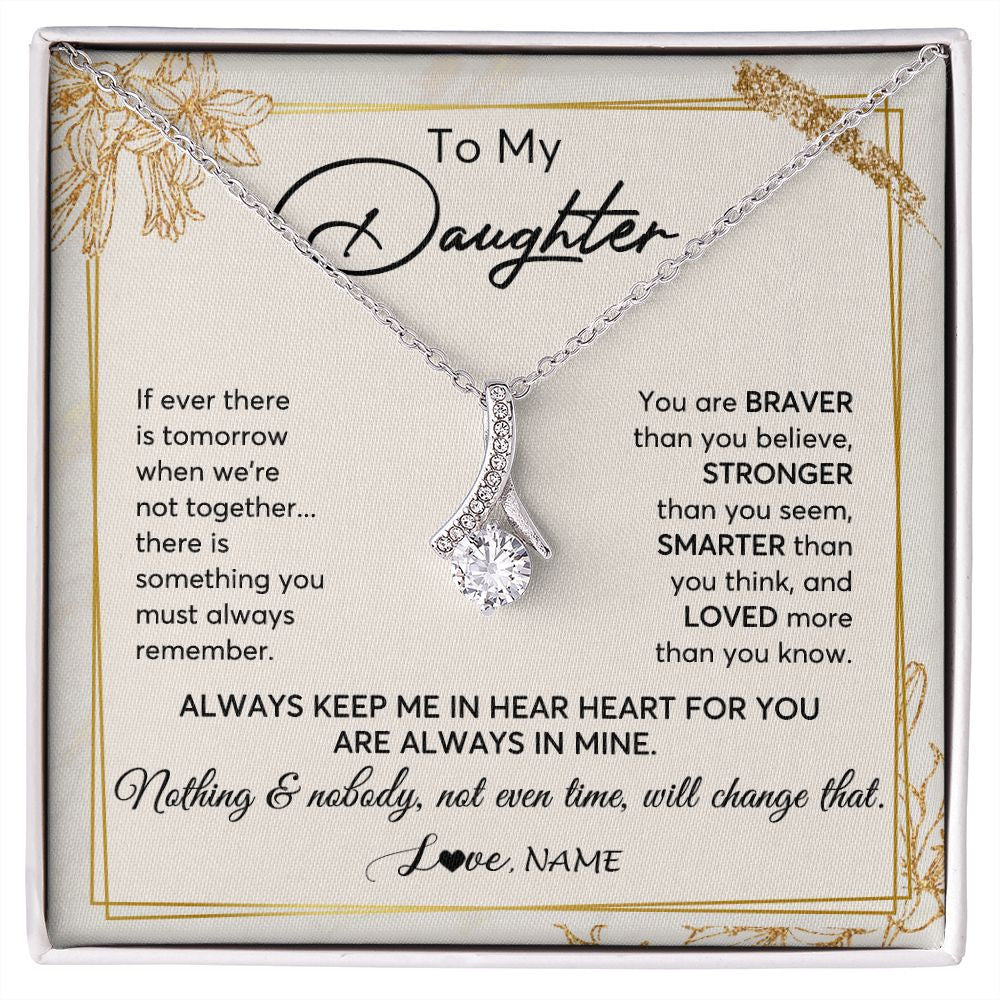 Alluring Beauty Necklace | Personalized To My Daughter Necklace From Mom Dad Mother Always Keep Me In Your Heart Daughter Birthday Graduation Christmas Customized Gift Box Message Card | siriusteestore