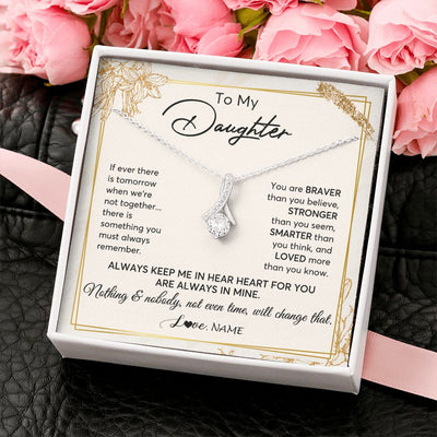 Alluring Beauty Necklace | Personalized To My Daughter Necklace From Mom Dad Mother Always Keep Me In Your Heart Daughter Birthday Graduation Christmas Customized Gift Box Message Card | siriusteestore