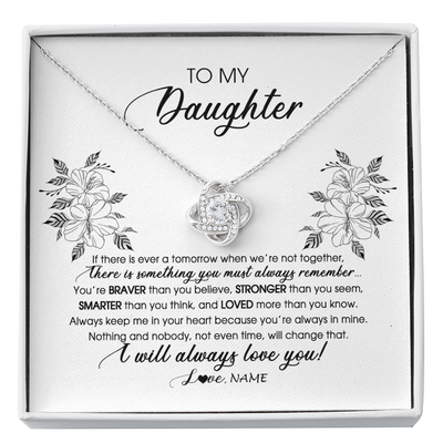 Love Knot Necklace | Personalized To My Daughter Necklace From Mom Dad Mother Not Even Time Floral Daughter Birthday Graduation Christmas Customized Message Card | siriusteestore