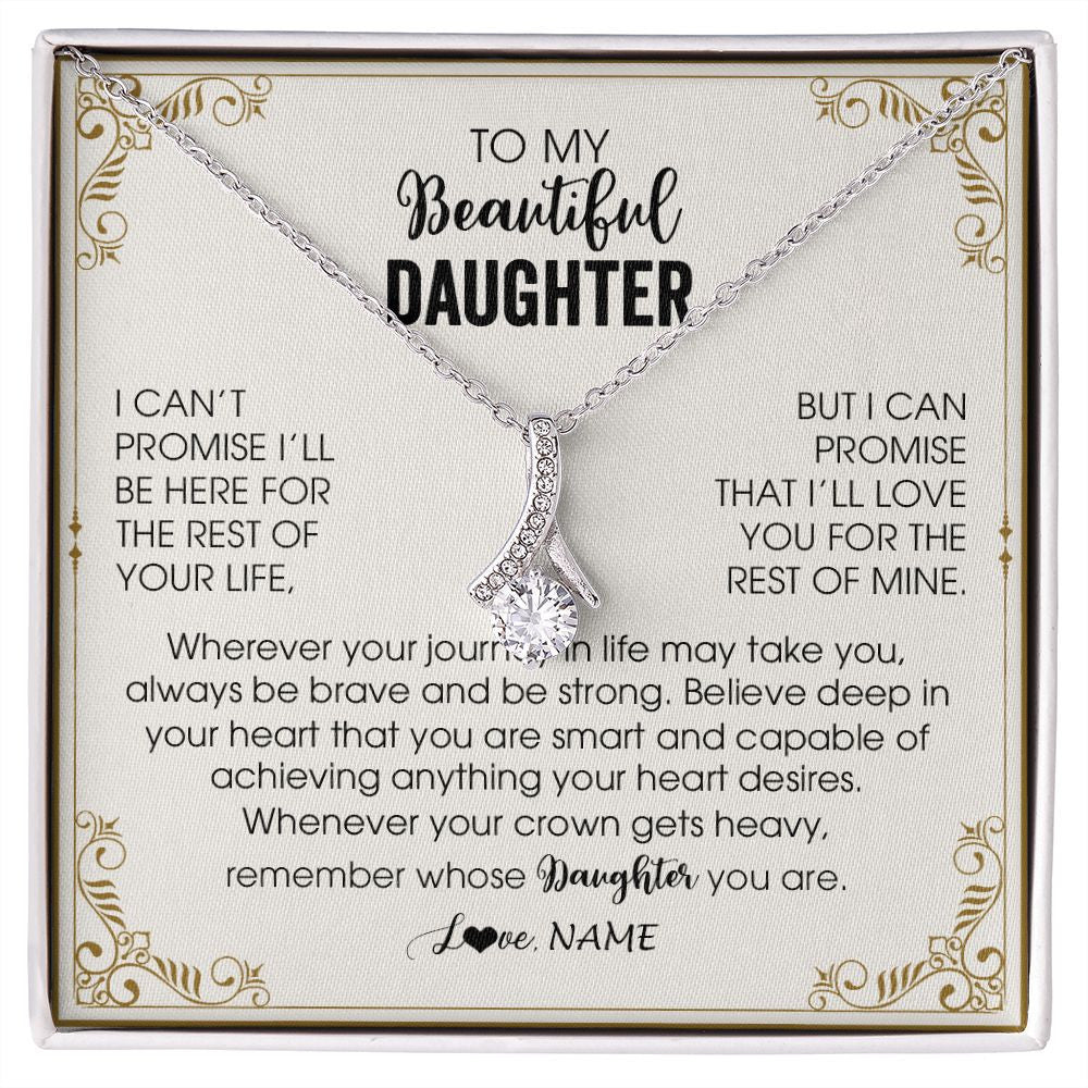 Alluring Beauty Necklace | Personalized To My Daughter Necklace From Mom Dad Mother Wherever Your Journey in Life Daughter Birthday Christmas Graduation Customized Gift Box Message Card | siriusteestore