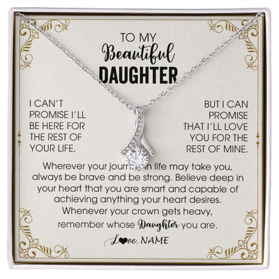 Alluring Beauty Necklace | Personalized To My Daughter Necklace From Mom Dad Mother Wherever Your Journey in Life Daughter Birthday Christmas Graduation Customized Gift Box Message Card | siriusteestore