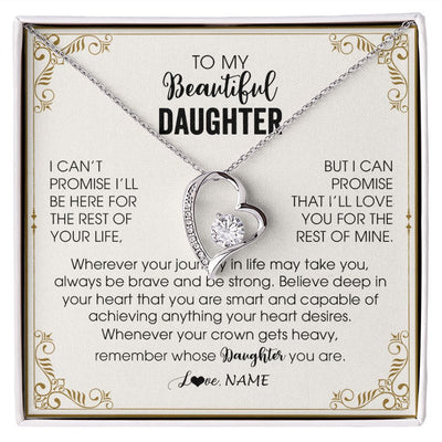 Forever Love Necklace | Personalized To My Daughter Necklace From Mom Dad Mother Wherever Your Journey in Life Daughter Birthday Christmas Graduation Customized Gift Box Message Card | siriusteestore