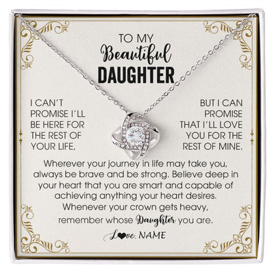 Love Knot Necklace | Personalized To My Daughter Necklace From Mom Dad Mother Wherever Your Journey in Life Daughter Birthday Christmas Graduation Customized Gift Box Message Card | siriusteestore