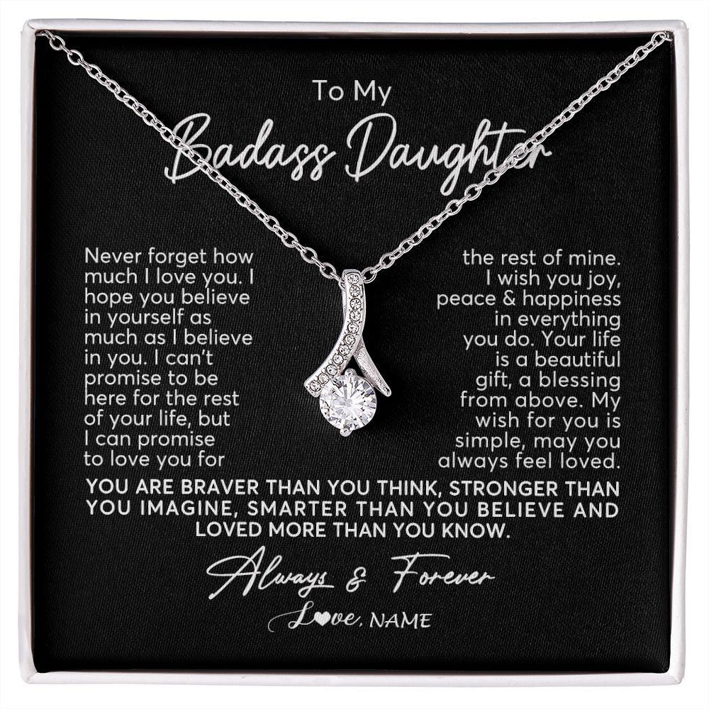 Alluring Beauty Necklace | Personalized To My Daughter Necklace From Mom Dad Never Forget How Much I Love You Daughter Birthday Christmas Graduation Customized Gift Box Message Card | siriusteestore