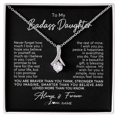 Alluring Beauty Necklace | Personalized To My Daughter Necklace From Mom Dad Never Forget How Much I Love You Daughter Birthday Christmas Graduation Customized Gift Box Message Card | siriusteestore