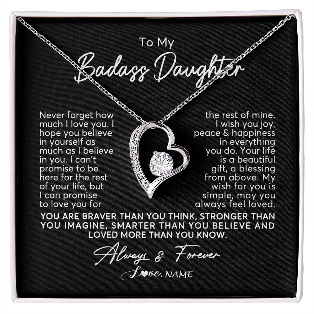Forever Love Necklace | Personalized To My Daughter Necklace From Mom Dad Never Forget How Much I Love You Daughter Birthday Christmas Graduation Customized Gift Box Message Card | siriusteestore