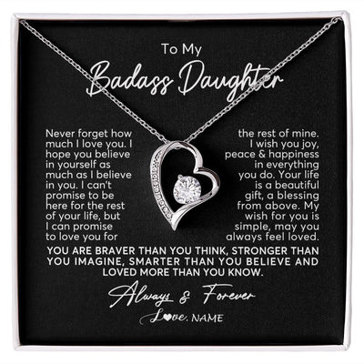 Forever Love Necklace | Personalized To My Daughter Necklace From Mom Dad Never Forget How Much I Love You Daughter Birthday Christmas Graduation Customized Gift Box Message Card | siriusteestore