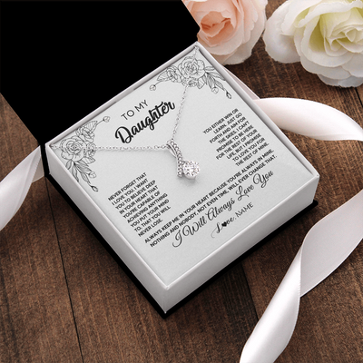 Alluring Beauty Necklace | Personalized To My Daughter Necklace From Mom Dad Never Forget That I Love You Daughter Birthday Christmas Jewelry Pendant Customized Gift Box Message Card | siriusteestore