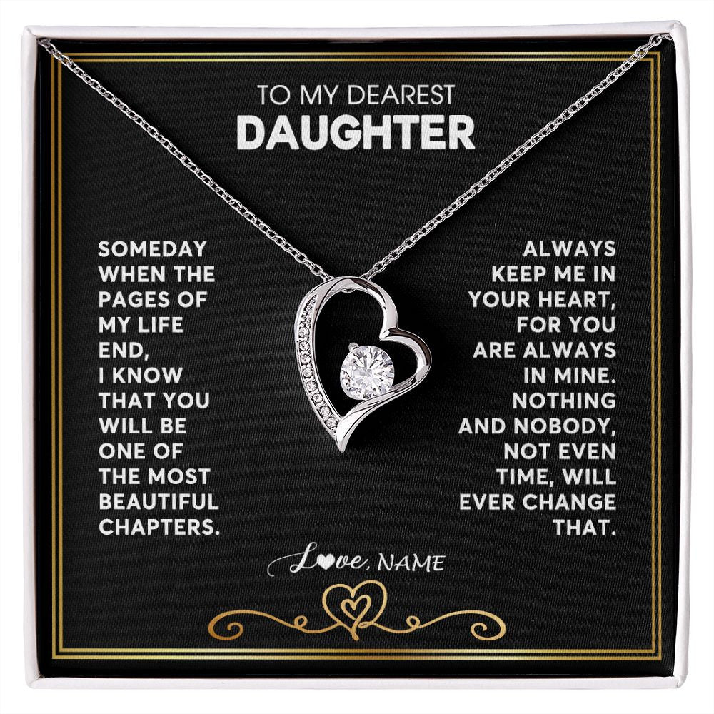 Forever Love Necklace | Personalized To My Daughter Necklace From Mom Dad When The Pages Of My Life End Daughter Birthday Graduation Christmas Customized Gift Box Message Card | siriusteestore
