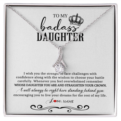 Alluring Beauty Necklace | Personalized To My Daughter Necklace From Mom Dad Wish You The Strength Daughter Birthday Graduation Christmas Jewelry Customized Gift Box Message Card | siriusteestore