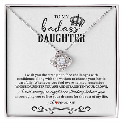 Love Knot Necklace | Personalized To My Daughter Necklace From Mom Dad Wish You The Strength Daughter Birthday Graduation Christmas Jewelry Customized Gift Box Message Card | siriusteestore