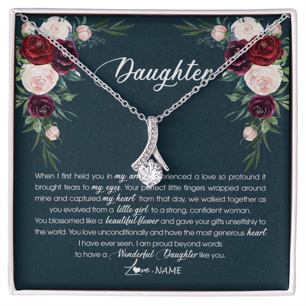 Alluring Beauty Necklace | Personalized To My Daughter Necklace From Mom Dad Wonderful Daughter Like You Daughter Birthday Graduation Christmas Jewelry Customized Gift Box Message Card | siriusteestore