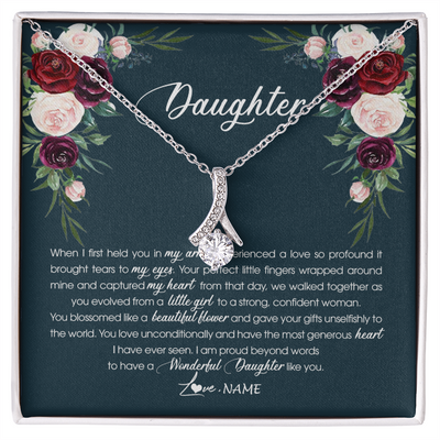 Alluring Beauty Necklace | Personalized To My Daughter Necklace From Mom Dad Wonderful Daughter Like You Daughter Birthday Graduation Christmas Jewelry Customized Gift Box Message Card | siriusteestore