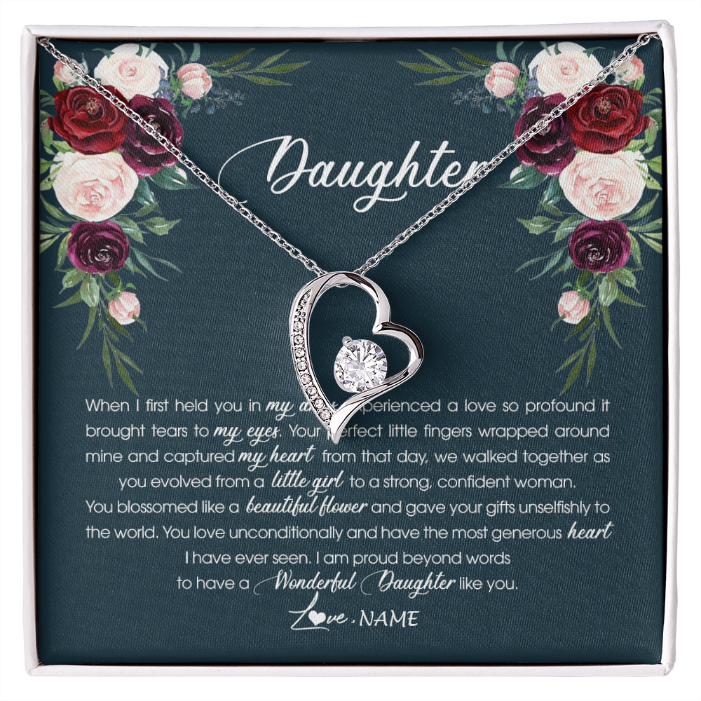 Forever Love Necklace | Personalized To My Daughter Necklace From Mom Dad Wonderful Daughter Like You Daughter Birthday Graduation Christmas Jewelry Customized Gift Box Message Card | siriusteestore