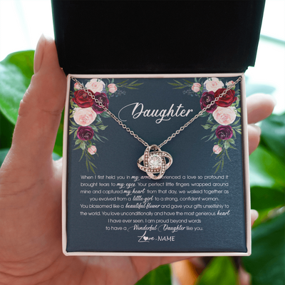 Love Knot Necklace | Personalized To My Daughter Necklace From Mom Dad Wonderful Daughter Like You Daughter Birthday Graduation Christmas Jewelry Customized Gift Box Message Card | siriusteestore