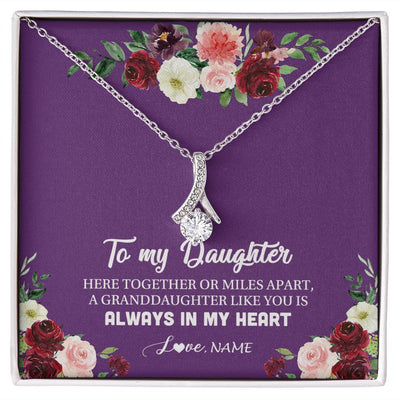 Alluring Beauty Necklace | Personalized To My Daughter Necklace From Mom Dad You Is Always In My Heart Daughter Birthday Christmas Graduation Customized Gift Box Message Card | siriusteestore