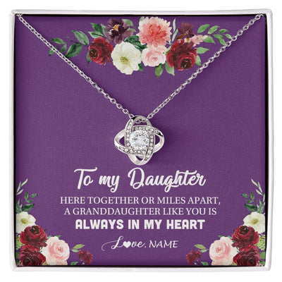Love Knot Necklace | Personalized To My Daughter Necklace From Mom Dad You Is Always In My Heart Daughter Birthday Christmas Graduation Customized Gift Box Message Card | siriusteestore