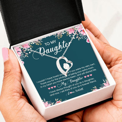 Forever Love Necklace | Personalized To My Daughter Necklace From Mom Mother Flower Will Forever Friend Daughter Birthday Christmas Graduation Customized Gift Box Message Card | siriusteestore