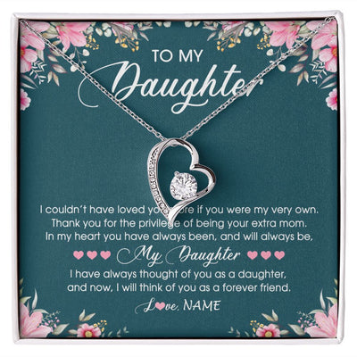 Forever Love Necklace | Personalized To My Daughter Necklace From Mom Mother Flower Will Forever Friend Daughter Birthday Christmas Graduation Customized Gift Box Message Card | siriusteestore
