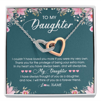 Interlocking Hearts Necklace | Personalized To My Daughter Necklace From Mom Mother Flower Will Forever Friend Daughter Birthday Christmas Graduation Customized Gift Box Message Card | siriusteestore