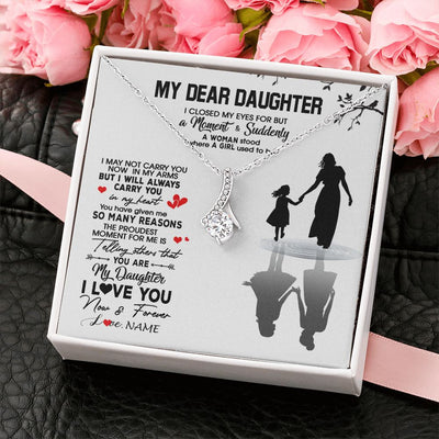 Alluring Beauty Necklace | Personalized To My Daughter Necklace From Mom Mother I Love You Letters For Her Daughter Birthday Graduation Christmas Customized Gift Box Message Card | siriusteestore