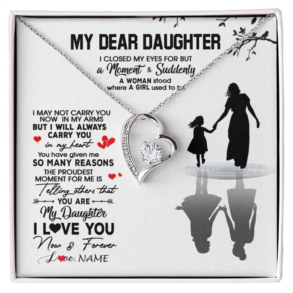 Forever Love Necklace | Personalized To My Daughter Necklace From Mom Mother I Love You Letters For Her Daughter Birthday Graduation Christmas Customized Gift Box Message Card | siriusteestore