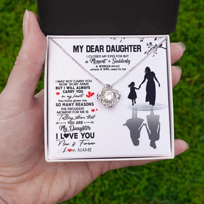 Love Knot Necklace | Personalized To My Daughter Necklace From Mom Mother I Love You Letters For Her Daughter Birthday Graduation Christmas Customized Gift Box Message Card | siriusteestore