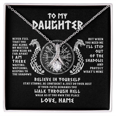 Alluring Beauty Necklace | Personalized To My Daughter Necklace Viking Never Feel You Are Alone Odin Scandinavian Norse Runes Daughter Birthday Christmas Customized Gift Box Message Card | siriusteestore