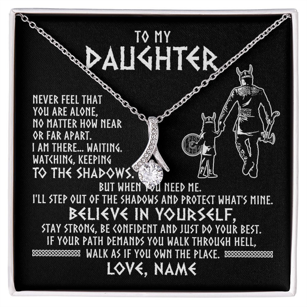 Alluring Beauty Necklace | Personalized To My Daughter Necklace Viking Never Feel You Are Alone Scandinavian Runes Viking Daughter Birthday Christmas Customized Gift Box Message Card | siriusteestore
