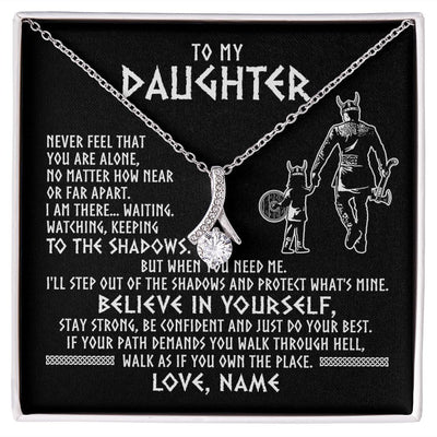 Alluring Beauty Necklace | Personalized To My Daughter Necklace Viking Never Feel You Are Alone Scandinavian Runes Viking Daughter Birthday Christmas Customized Gift Box Message Card | siriusteestore