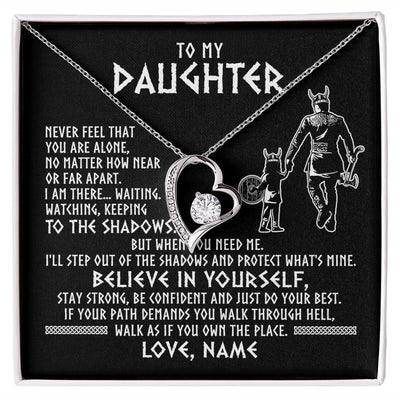 Forever Love Necklace | Personalized To My Daughter Necklace Viking Never Feel You Are Alone Scandinavian Runes Viking Daughter Birthday Christmas Customized Gift Box Message Card | siriusteestore