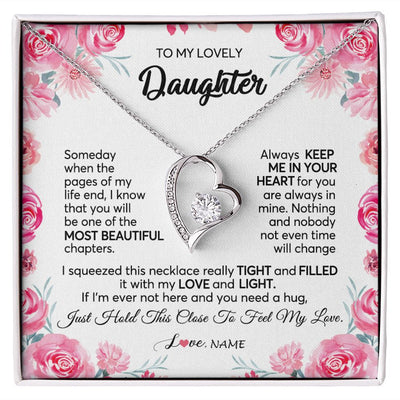 Forever Love Necklace | Personalized To My Daughter Necklace from Mom Dad Always Keep Me in Your Heart Daughter Birthday Graduation Christmas Customized Gift Box Message Card | siriusteestore