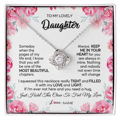 Love Knot Necklace | Personalized To My Daughter Necklace from Mom Dad Always Keep Me in Your Heart Daughter Birthday Graduation Christmas Customized Gift Box Message Card | siriusteestore