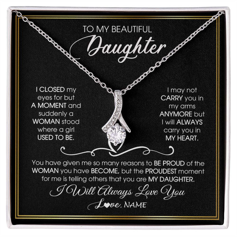 Alluring Beauty Necklace | Personalized To My Daughter Necklace from Mom Mother Dad I Closed My Eyes For A Moment Daughter Birthday Graduation Christmas Customized Gift Box Message Card | siriusteestore