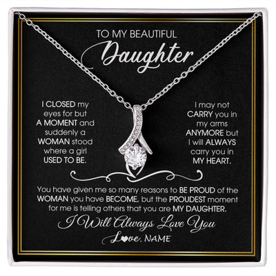 Alluring Beauty Necklace | Personalized To My Daughter Necklace from Mom Mother Dad I Closed My Eyes For A Moment Daughter Birthday Graduation Christmas Customized Gift Box Message Card | siriusteestore