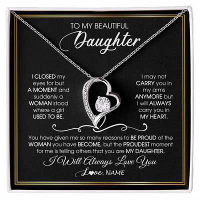 Forever Love Necklace | Personalized To My Daughter Necklace from Mom Mother Dad I Closed My Eyes For A Moment Daughter Birthday Graduation Christmas Customized Gift Box Message Card | siriusteestore
