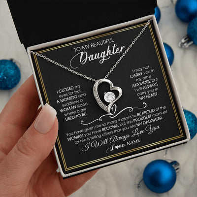 Forever Love Necklace | Personalized To My Daughter Necklace from Mom Mother Dad I Closed My Eyes For A Moment Daughter Birthday Graduation Christmas Customized Gift Box Message Card | siriusteestore