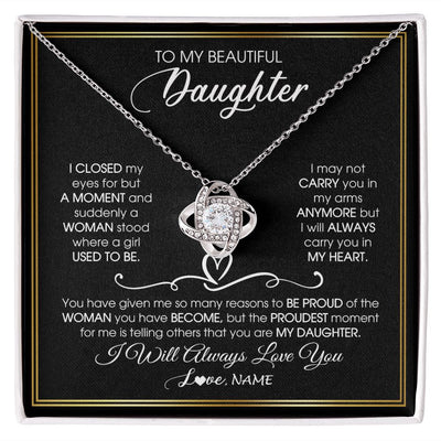 Love Knot Necklace | Personalized To My Daughter Necklace from Mom Mother Dad I Closed My Eyes For A Moment Daughter Birthday Graduation Christmas Customized Gift Box Message Card | siriusteestore