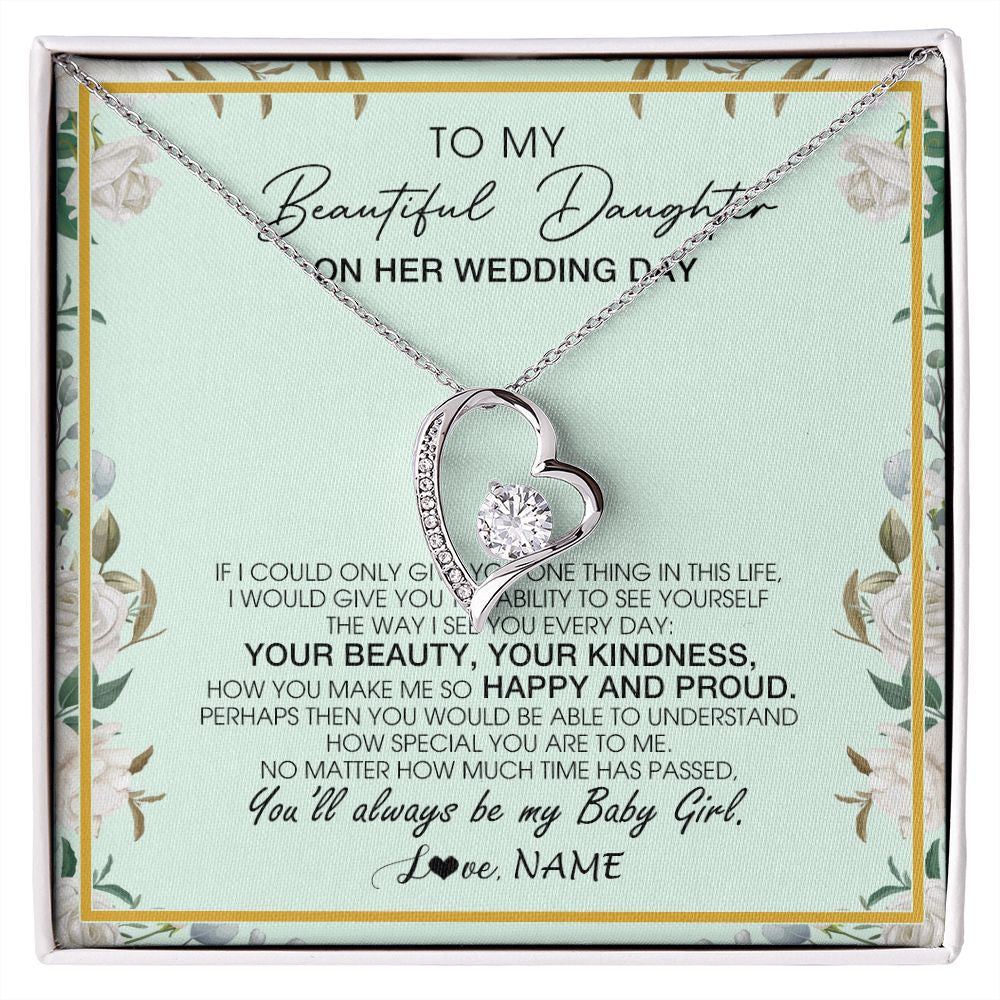 Forever Love Necklace | Personalized To My Daughter On Her Wedding Day Wedding Day Necklace From Mom Mother To Daughter Bride For Wedding Day Customized Gift Box Message Card | siriusteestore